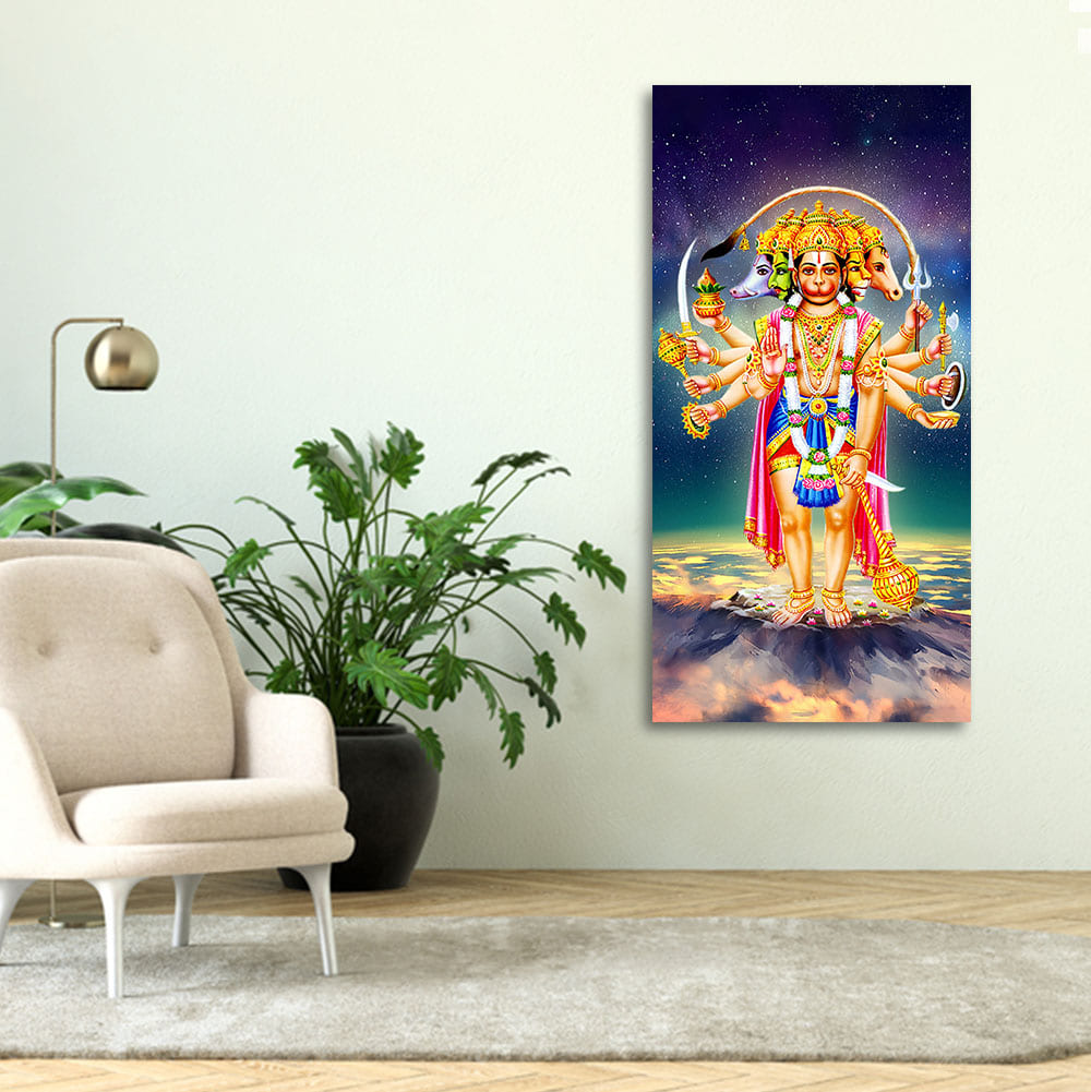 Panchmukhi Bajrangbali Beautiful Scenery Premium Canvas Wall Painting