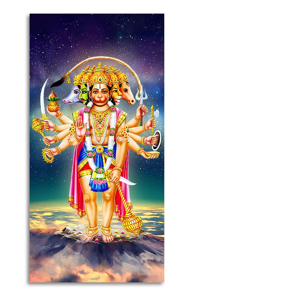 Panchmukhi Bajrangbali Beautiful Scenery Premium Canvas Wall Painting