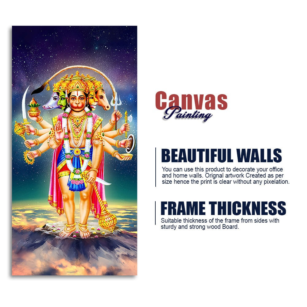 Panchmukhi Bajrangbali Beautiful Scenery Premium Canvas Wall Painting