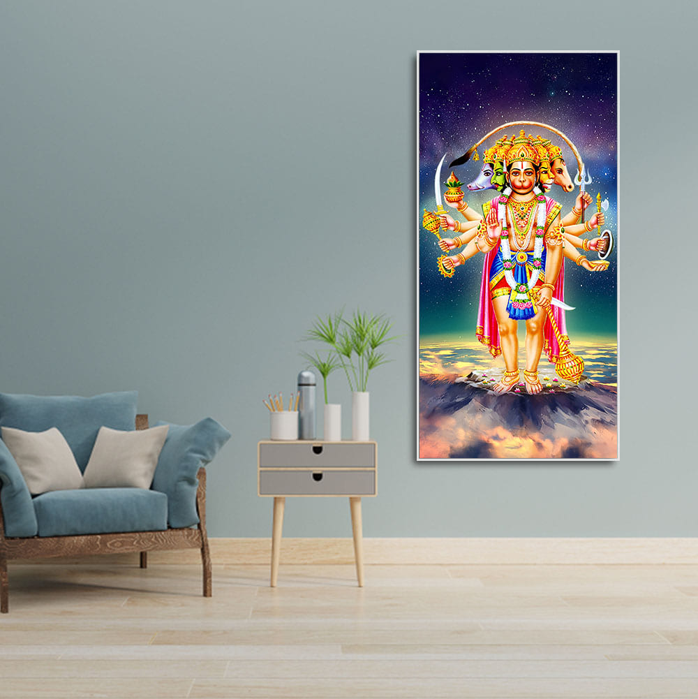 Panchmukhi Bajrangbali Beautiful Scenery Premium Canvas Wall Painting