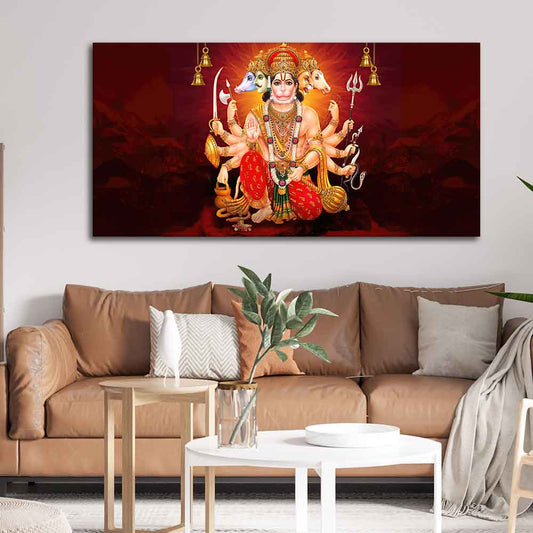 Panchmukhi Bajrangbali Canvas Wall Painting