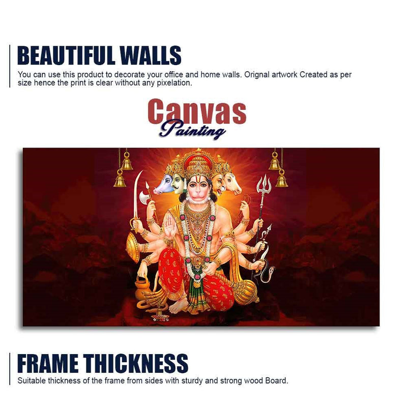 Panchmukhi Bajrangbali Canvas Wall Painting