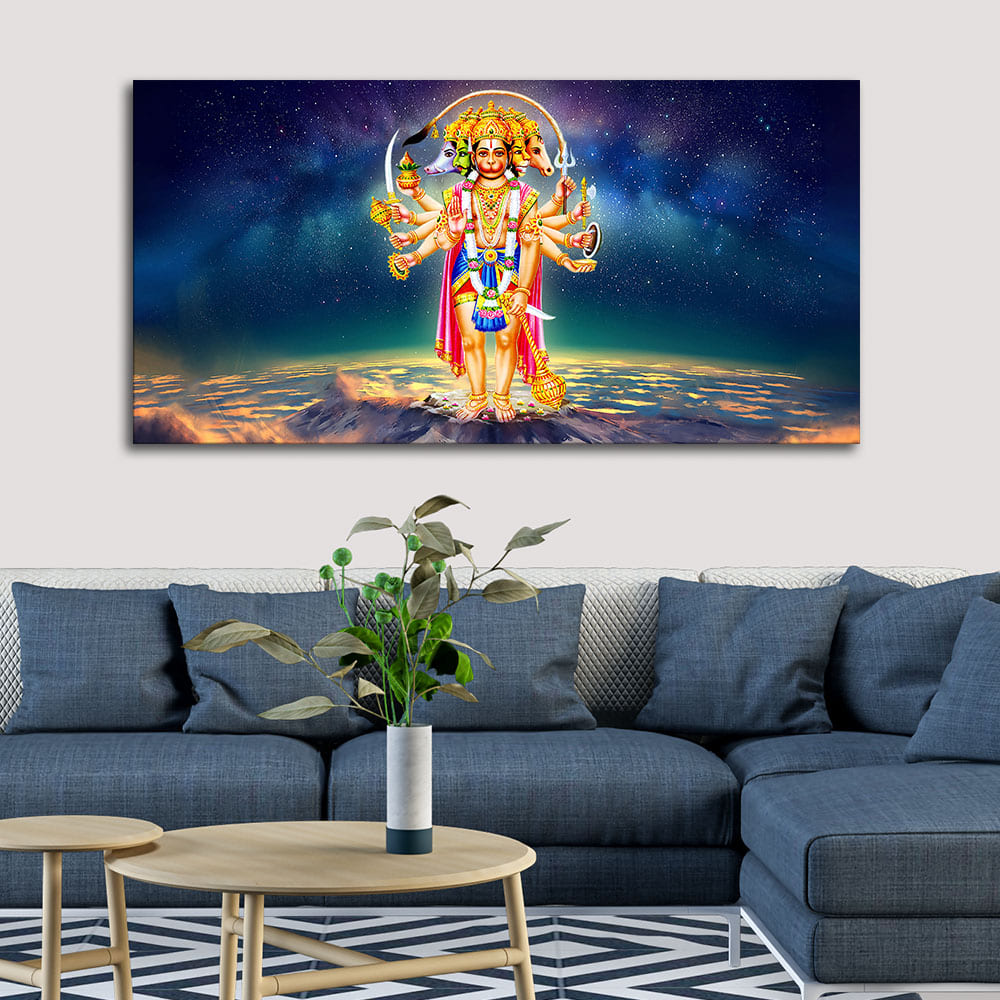 Panchmukhi Bajrangbali Scenery Premium Canvas Wall Painting