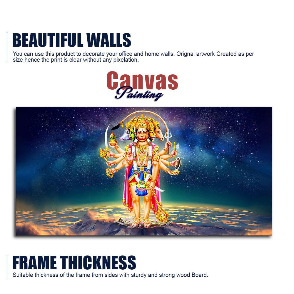 Panchmukhi Bajrangbali Scenery Premium Canvas Wall Painting