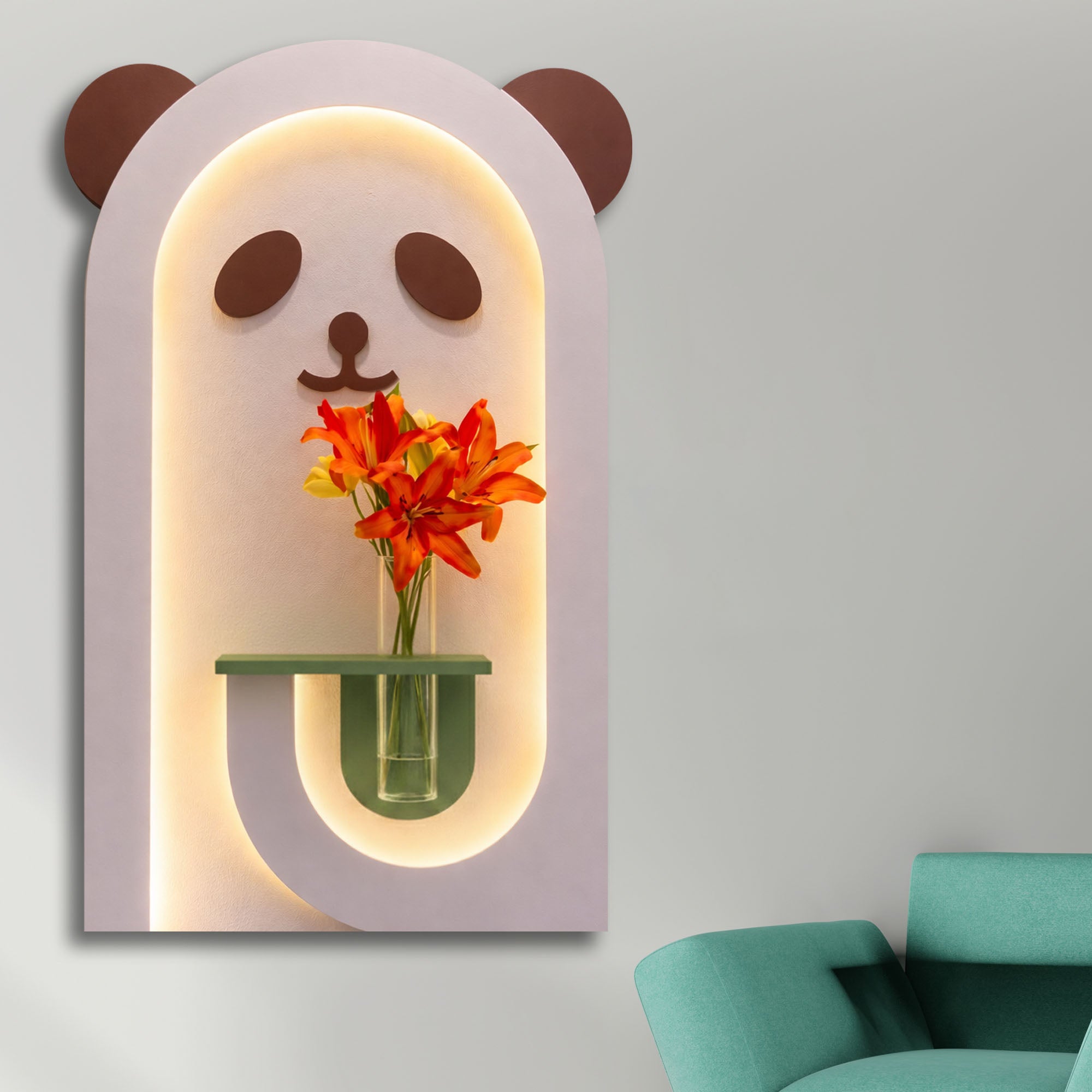 Panda Shaped LED Wall Décor for Kids Space