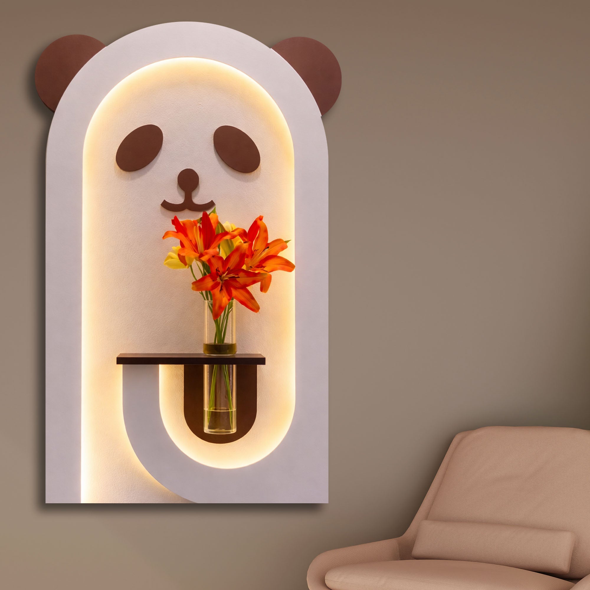 Panda Shaped LED Wall Décor for Kids Space