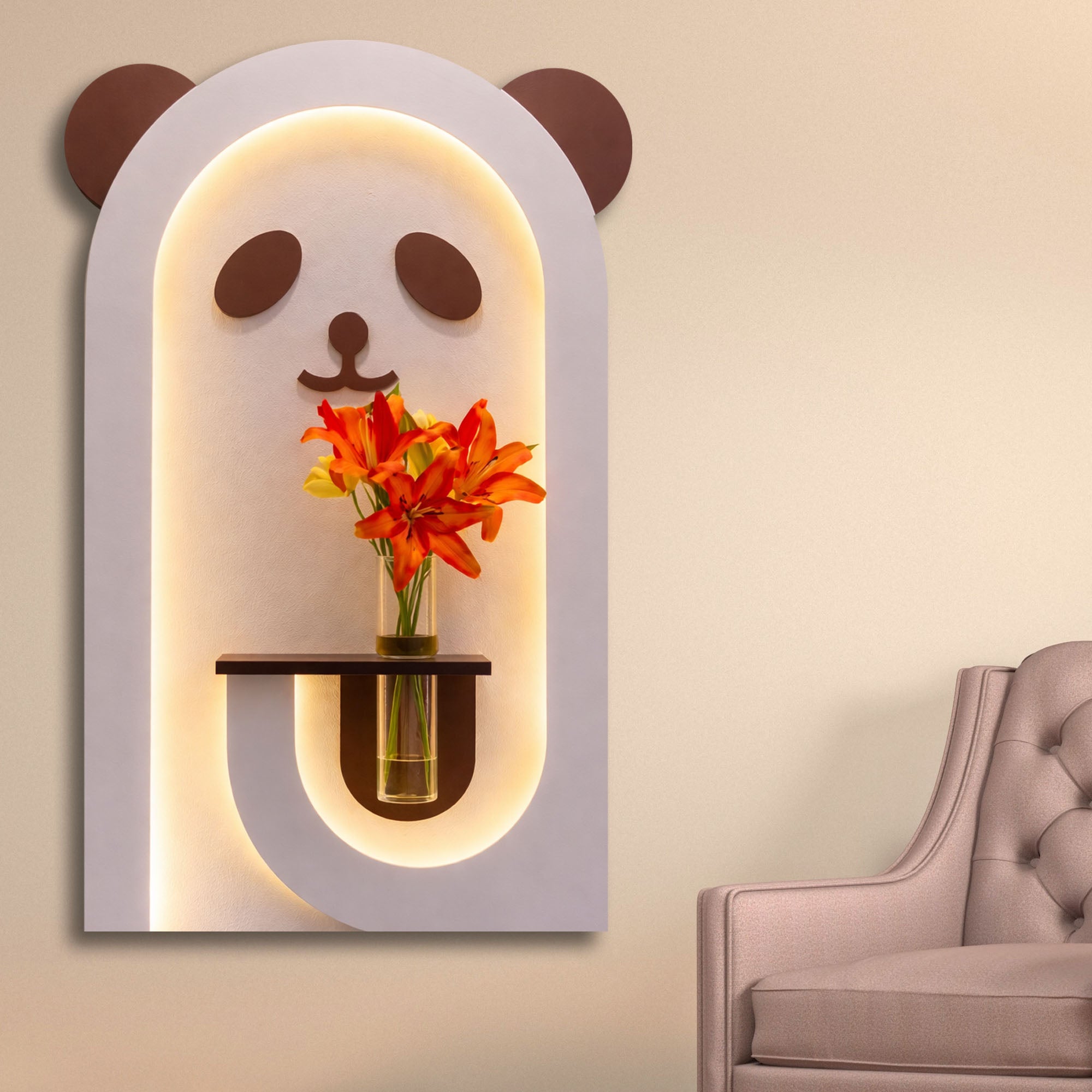 Panda Shaped LED Wall Décor for Kids Space