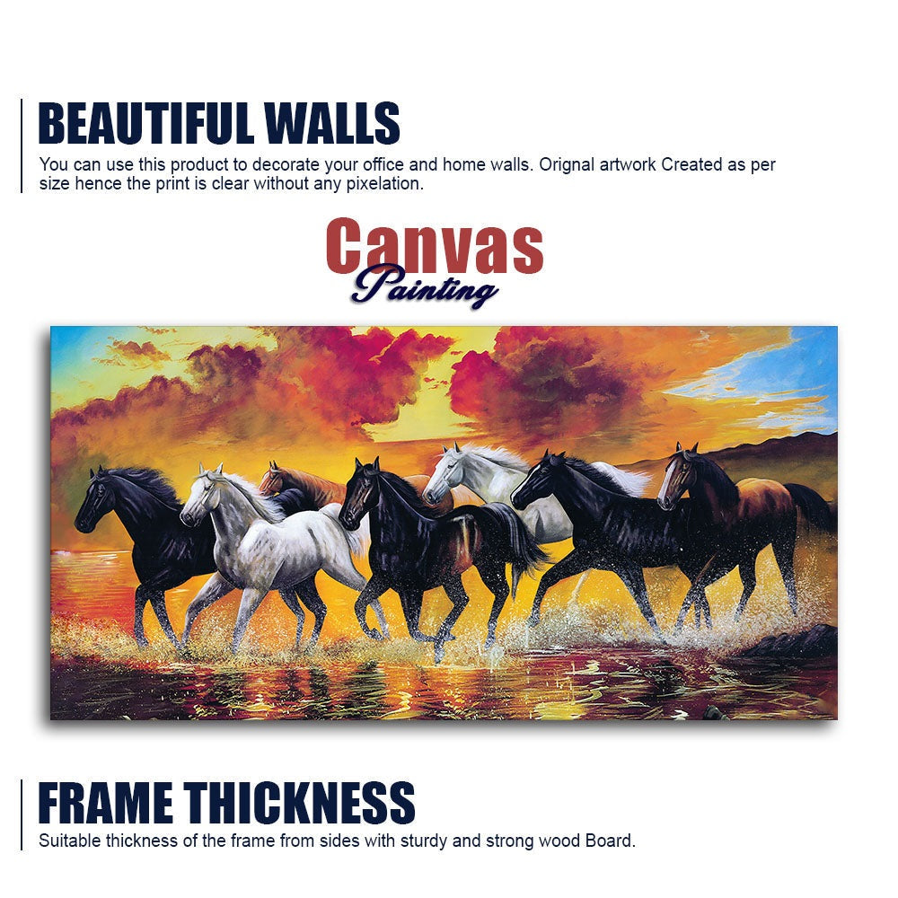 Panoramic Running Seven Horses Abstract Wall Painting