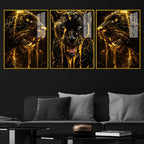 Panther Face Modern Acrylic Wall Decor Painting Set of 3