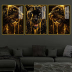 Panther Face Modern Acrylic Wall Decor Painting Set of 3
