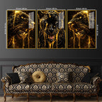 Panther Face Modern Acrylic Wall Decor Painting Set of 3