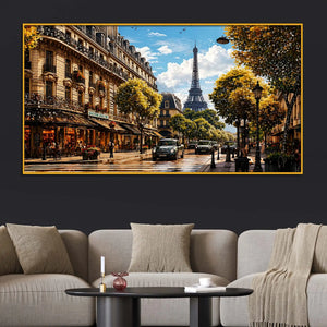 Paris Street View Crystal Floating Frame Wall Art Painting