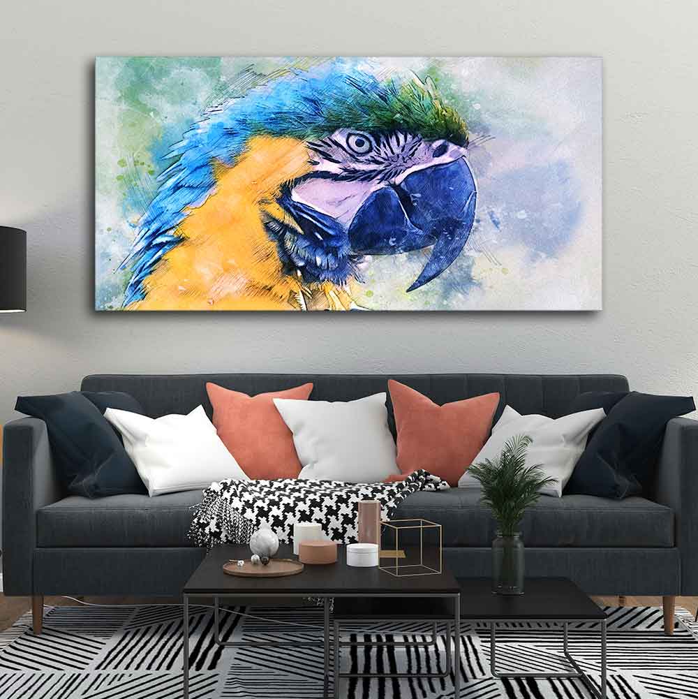 Parrot Watercolor Art Canvas Wall Painting