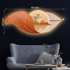Peace In a Golden Leaf Crystal Glass Backlit LED Wall Art