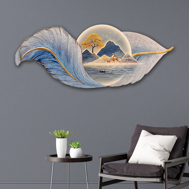 Peace In a Leaf Crystal Glass Backlit LED Wall Art