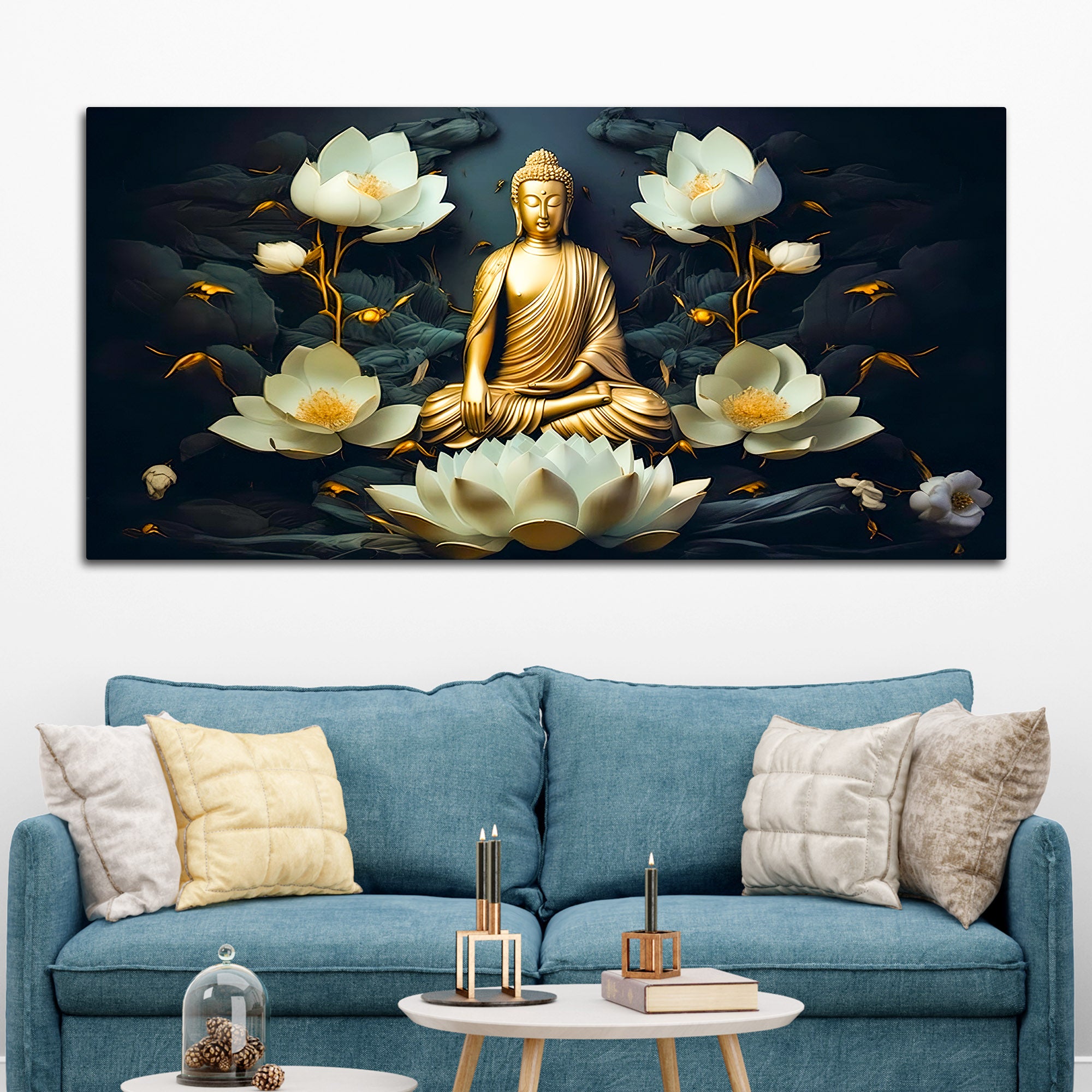 Peaceful Buddha Canvas Painting for Living Room & Bedroom