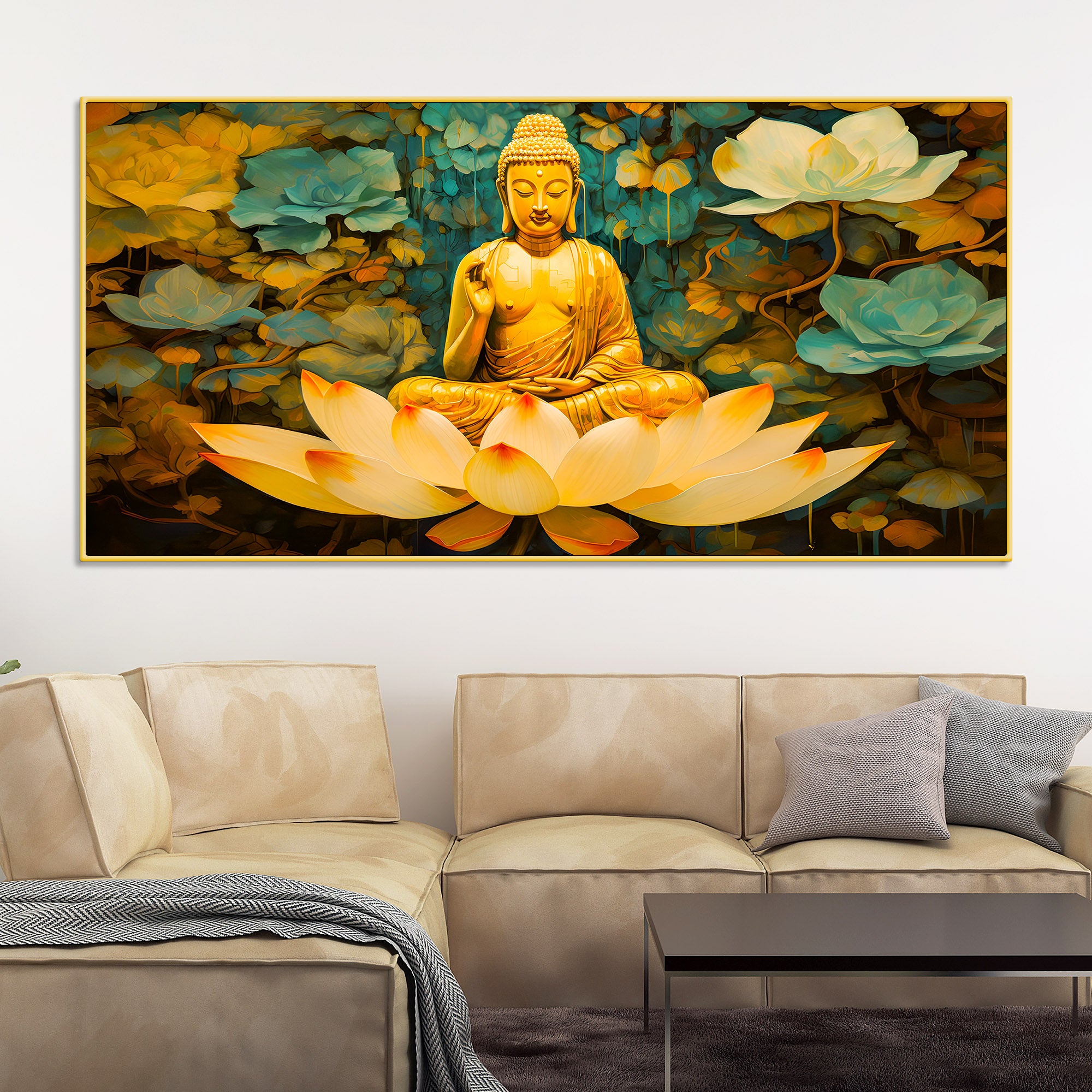 Peaceful Buddha Canvas Painting for Modern Wall Décor