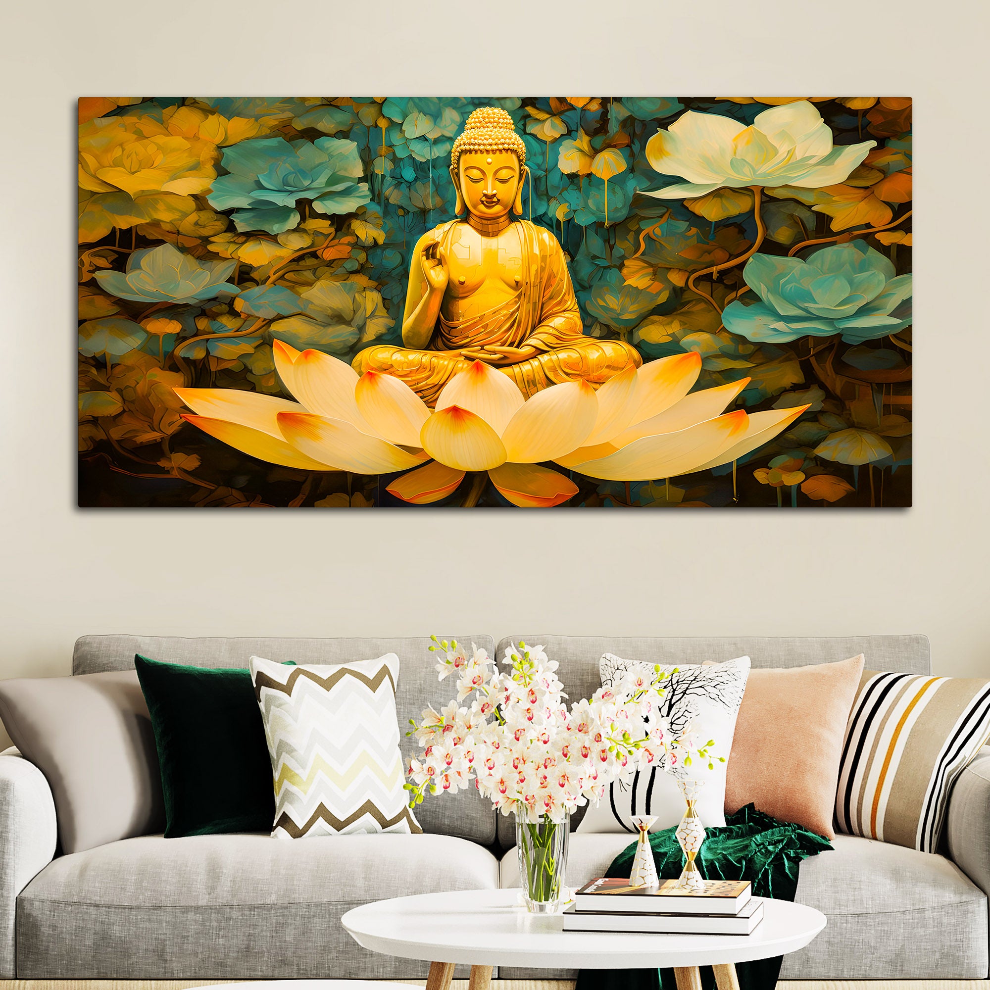 Peaceful Buddha Canvas Painting for Modern Wall Décor