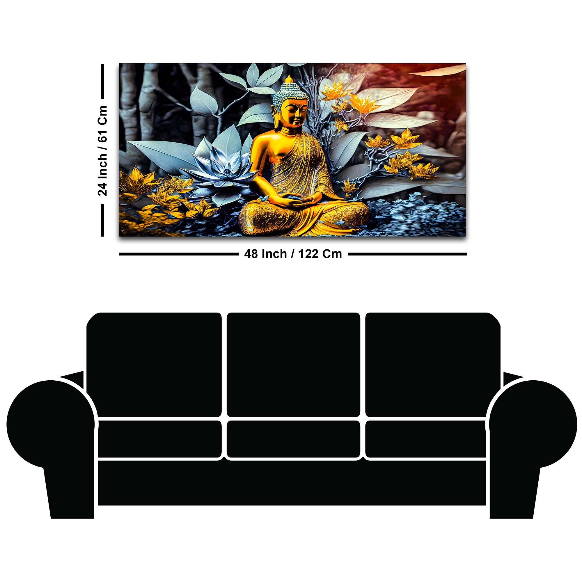 Peaceful Buddha Canvas Painting for Spiritual Home Decor