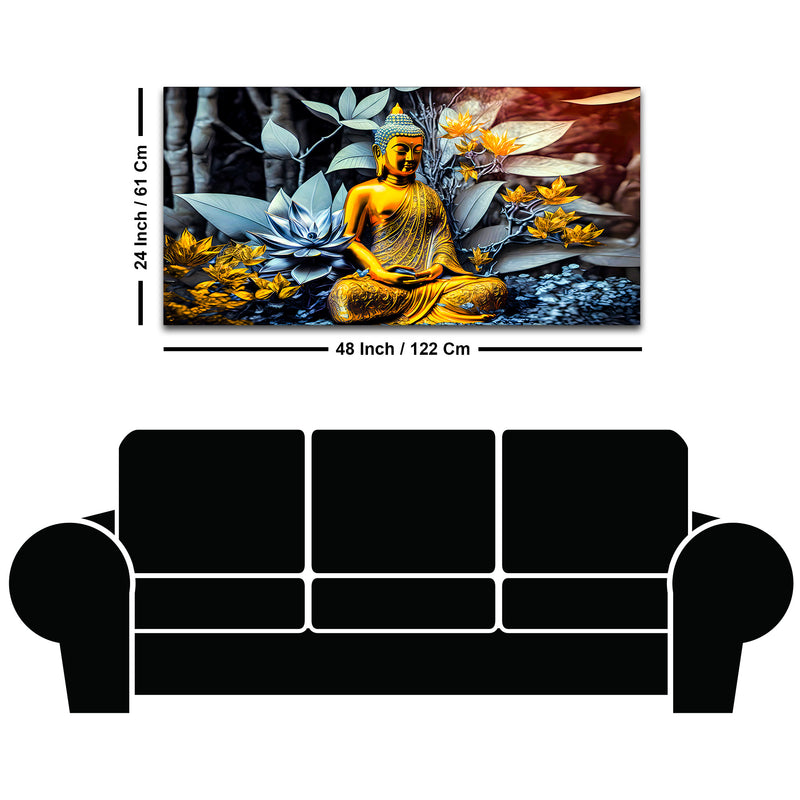 Peaceful Buddha Canvas Painting for Spiritual Home Decor