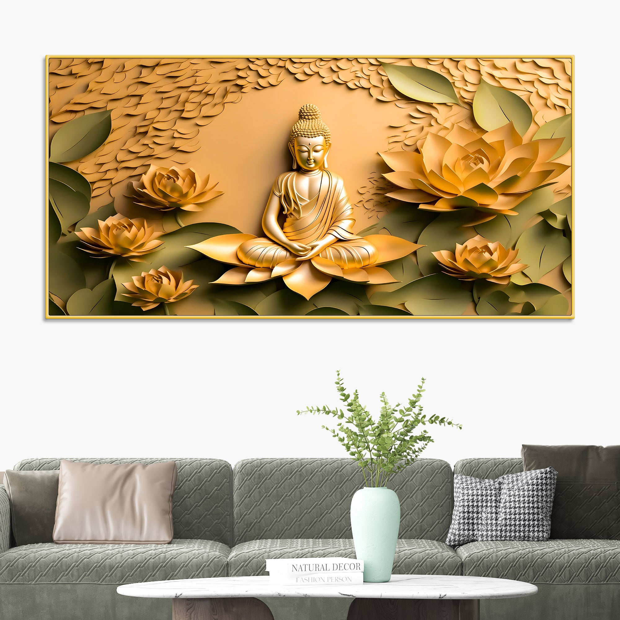 Peaceful Buddha Canvas Wall Painting for Living Room Decor