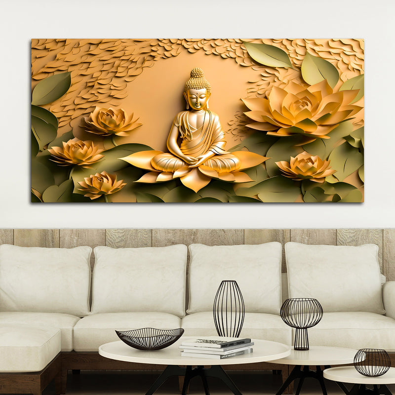 Peaceful Buddha Canvas Wall Painting for Living Room Decor
