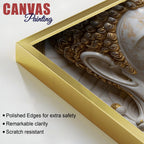 Peaceful Buddha Face with Golden Floral Elegance 3D Canvas Wall Painting