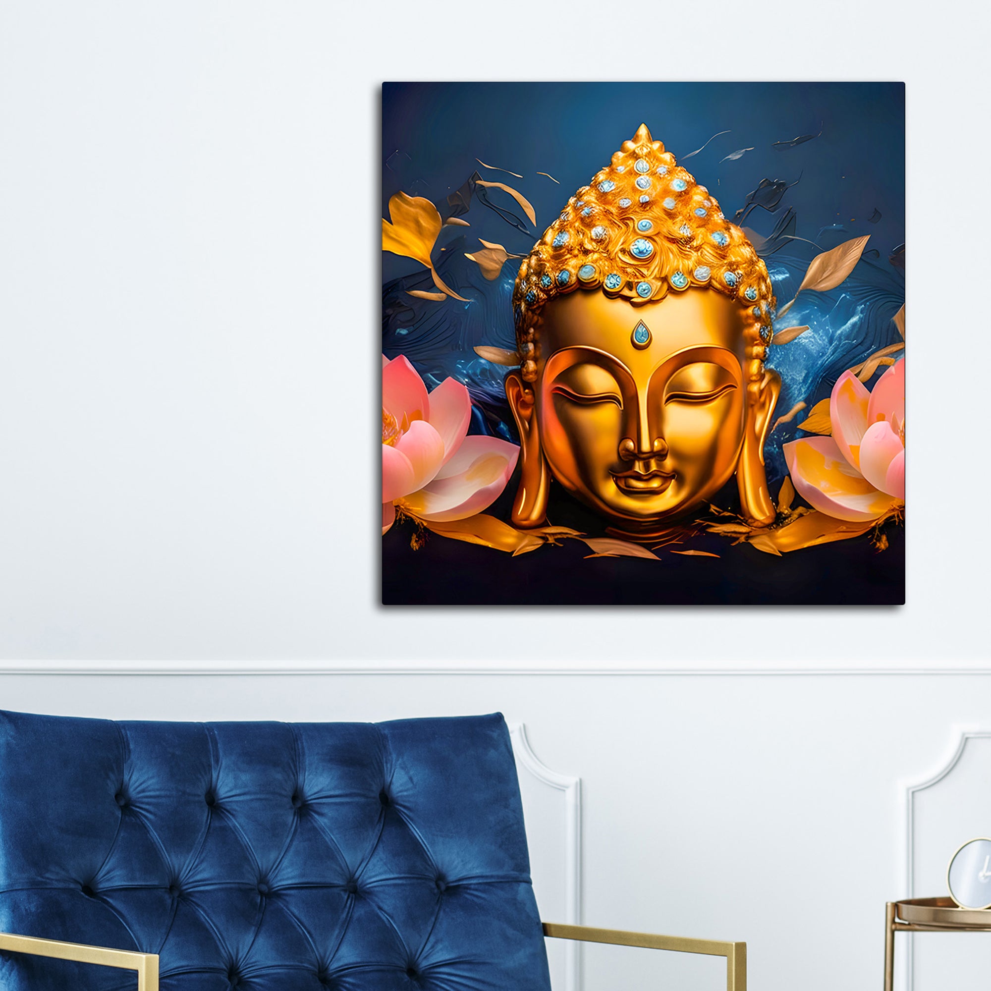 Peaceful Buddha Floral Canvas Painting for Home