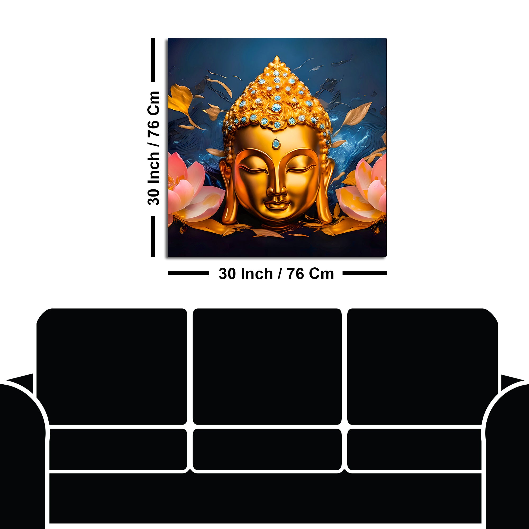 Peaceful Buddha Floral Canvas Painting for Home