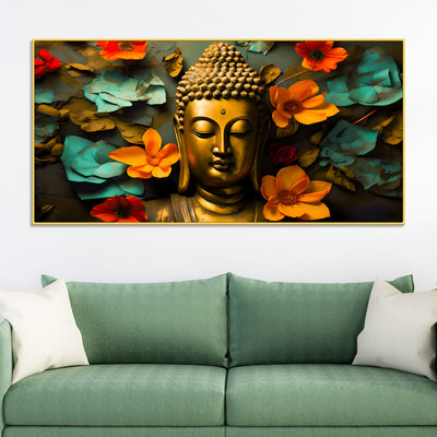 peaceful-buddha-floral-canvas-painting-for-living-room