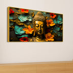 Peaceful Buddha Floral Canvas Painting for Living Room