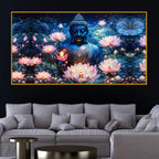 Peaceful Buddha Glowing Crystal Glass Painting
