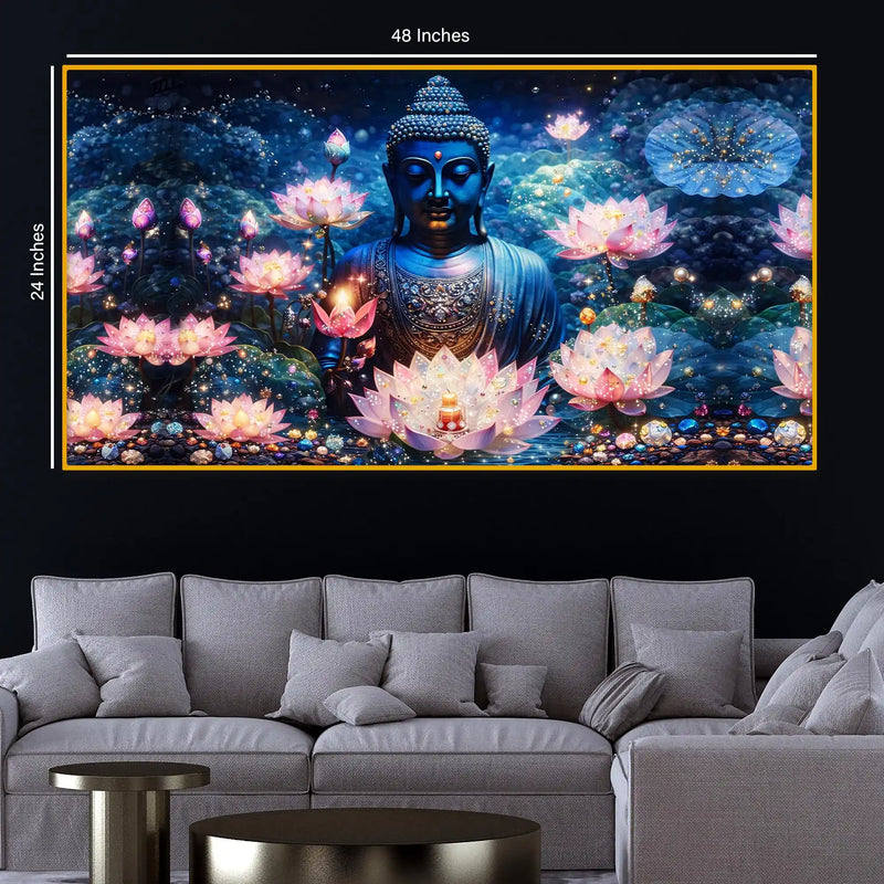 Peaceful Buddha Glowing Crystal Glass Painting