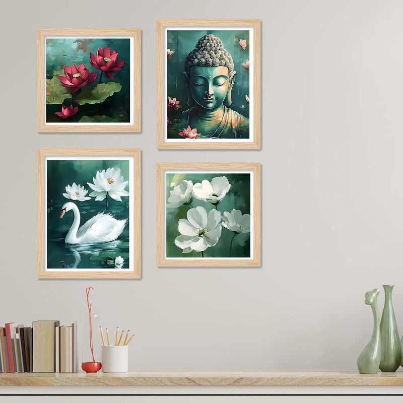 Peaceful Buddha Wall Art Frame Set of 4