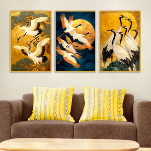 Peaceful Flying Birds Canvas Wall Painting Set of Three