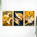 Peaceful Flying Birds Canvas Wall Painting Set of Three