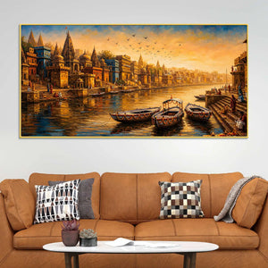 Peaceful Ganga Morning Banaras Canvas Wall Art Painting