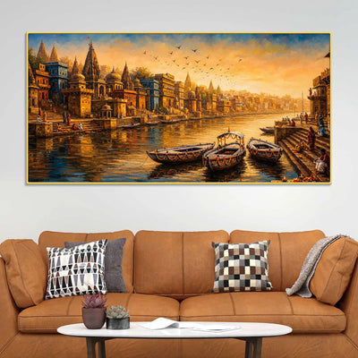 Peaceful Ganga Morning Banaras Canvas Wall Art Painting