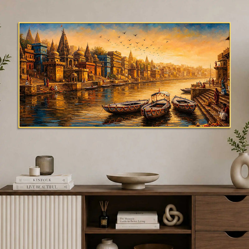 Peaceful Ganga Morning Banaras Canvas Wall Art Painting