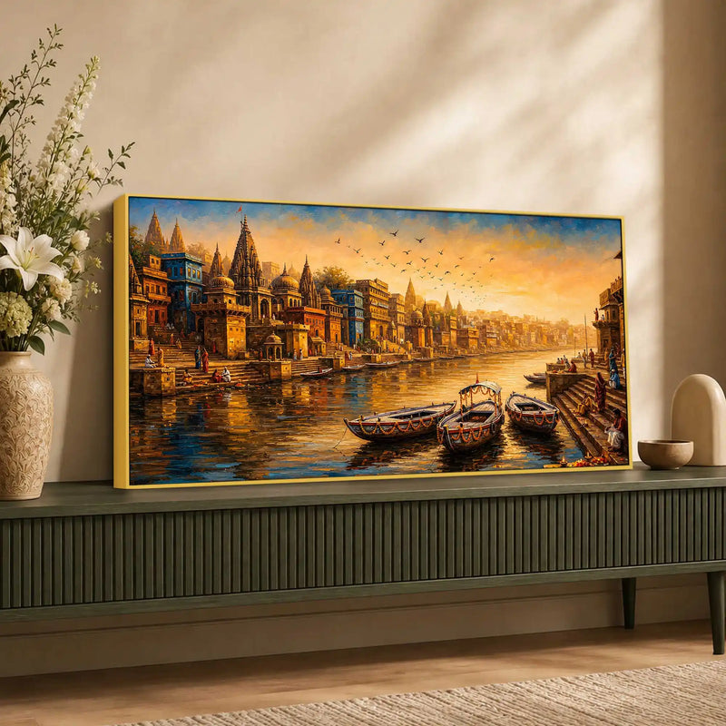 Peaceful Ganga Morning Banaras Canvas Wall Art Painting