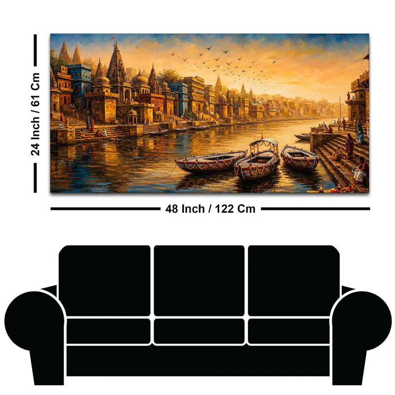 Peaceful Ganga Morning Banaras Canvas Wall Art Painting