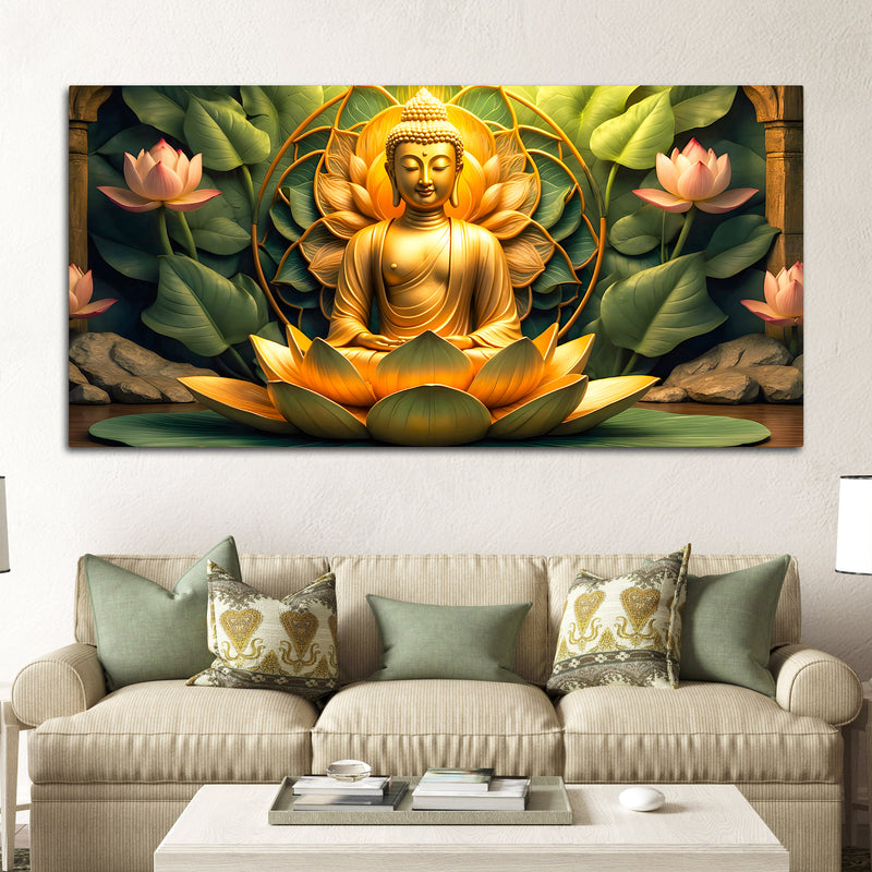Peaceful Gautam Buddha Wall Art Painting for Modern Homes