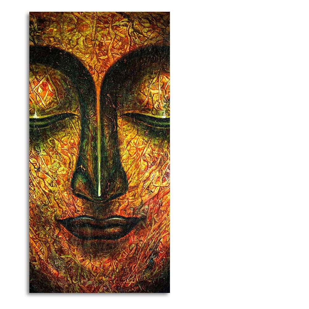 Peaceful Golden Textured Art Buddha Wall Painting