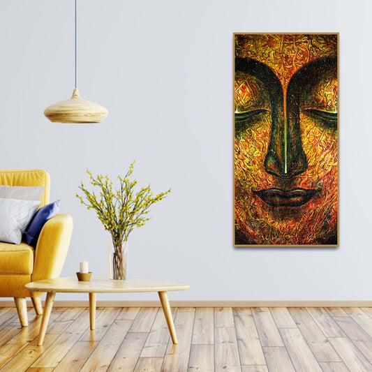 Peaceful Golden Textured Art Buddha Wall Painting