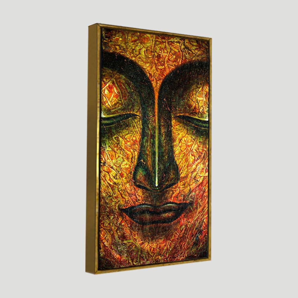 Peaceful Golden Textured Art Buddha Wall Painting