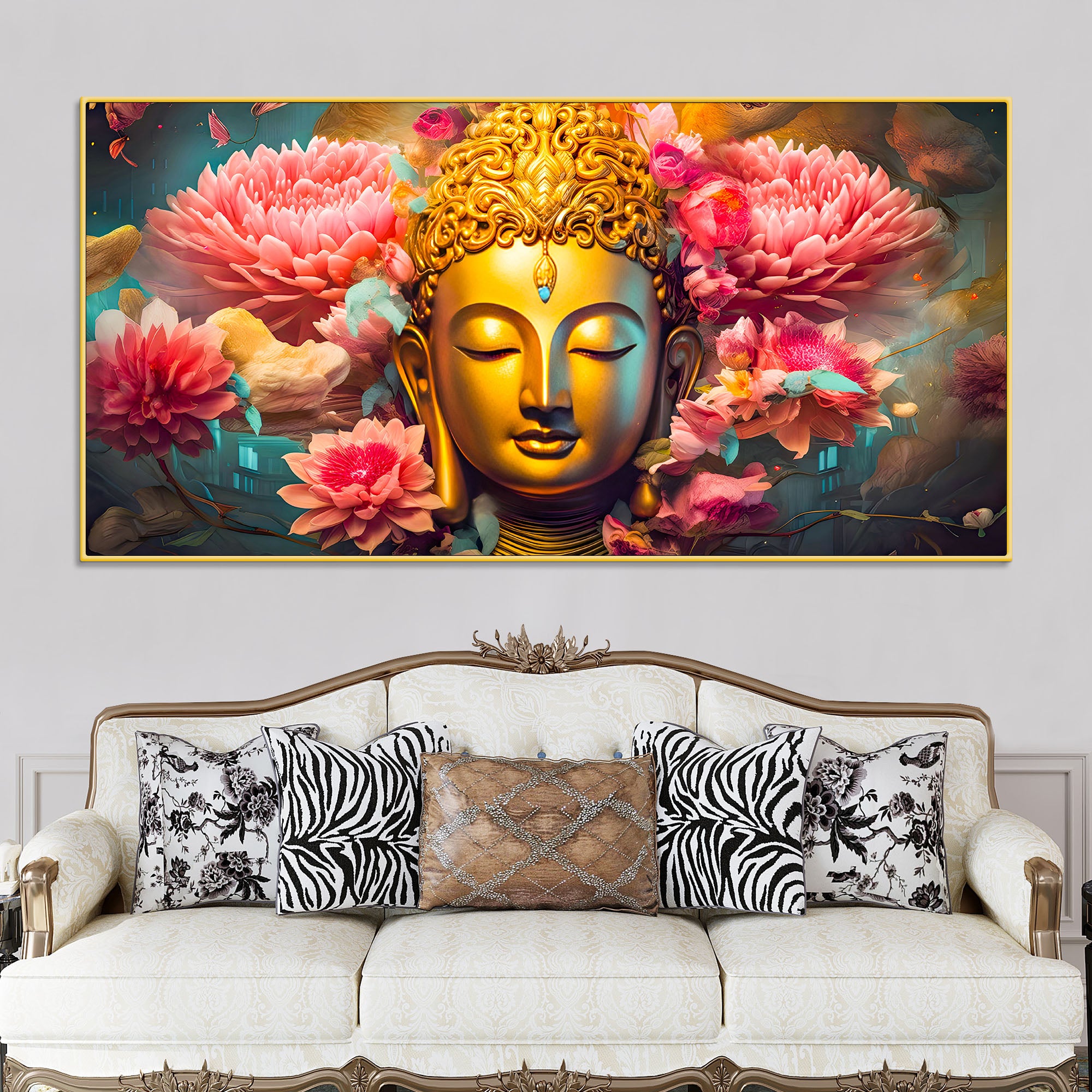 Peaceful Lord Buddha Wall Painting for Spiritual Home Decor