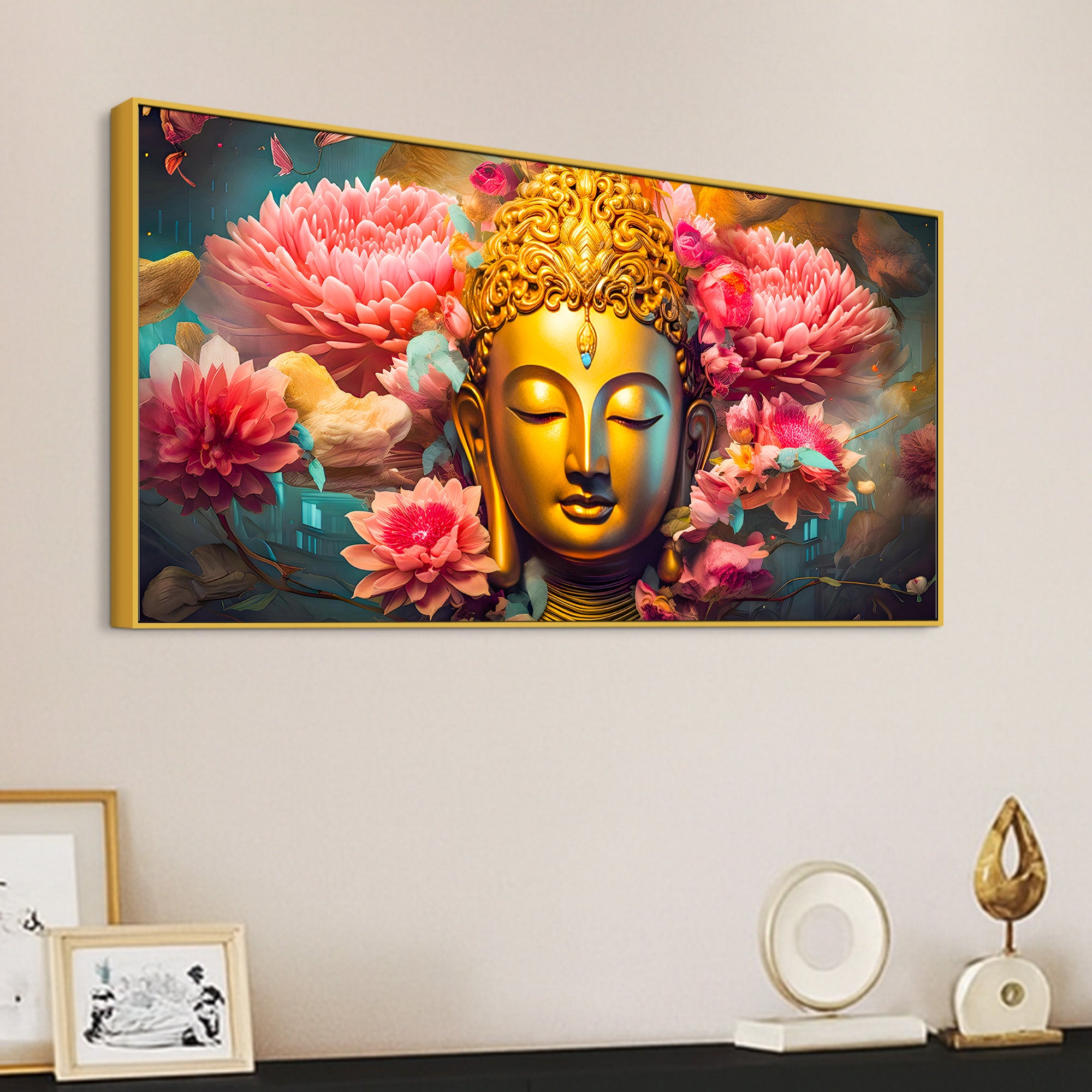 Peaceful Lord Buddha Wall Painting for Spiritual Home Decor