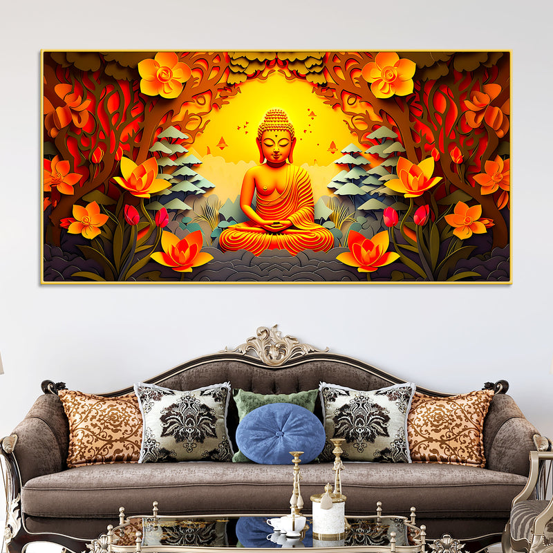 Peaceful Lord Buddha Wall Painting for Stylish Wall Décor