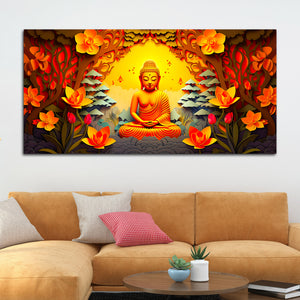 Peaceful Lord Buddha Wall Painting for Stylish Wall Décor