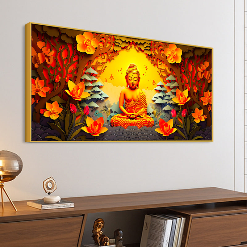 Peaceful Lord Buddha Wall Painting for Stylish Wall Décor